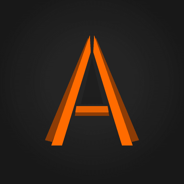 Acuvis Golf app icon — Shutter A in orange on dark background